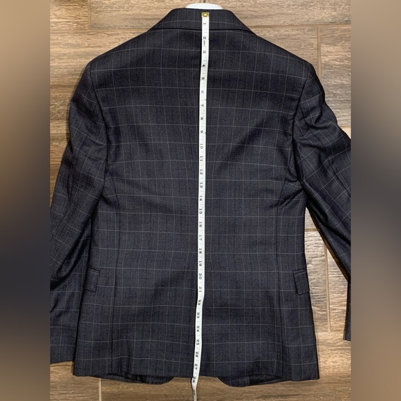 NWOT ROSSI MAN CHARCOAL PLAID SIZE 34S 3PC SUIT - Picture 3 of 12